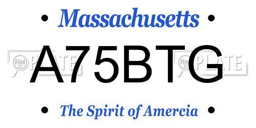 A75BTG Massachusetts License Plate
