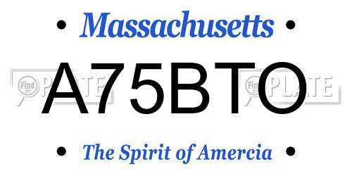 A75BTO Massachusetts License Plate