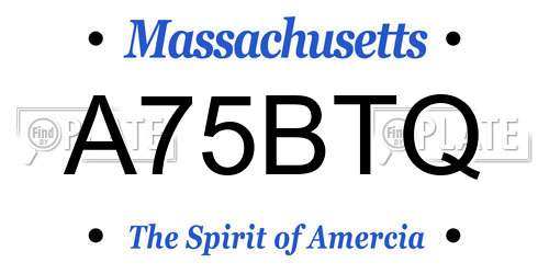 A75BTQ Massachusetts License Plate