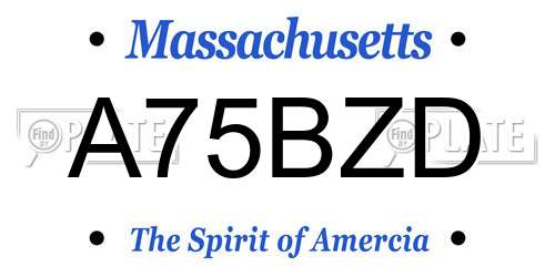 A75BZD Massachusetts License Plate
