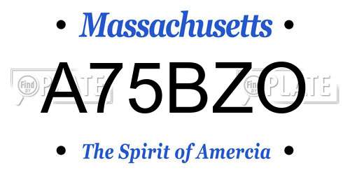 A75BZO Massachusetts License Plate