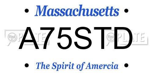 A75STD Massachusetts License Plate