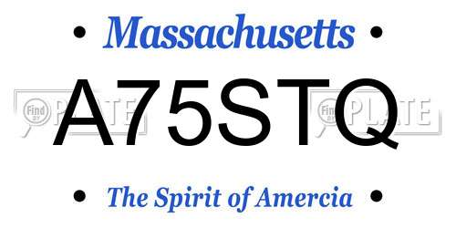 A75STQ Massachusetts License Plate