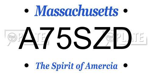 A75SZD Massachusetts License Plate