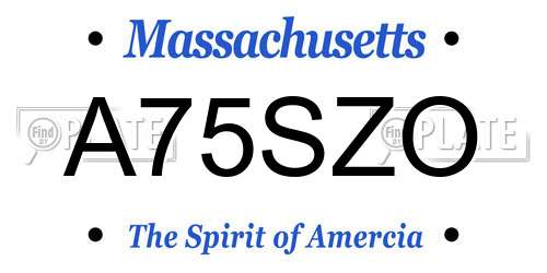 A75SZO Massachusetts License Plate