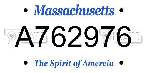A762976 Massachusetts License Plate