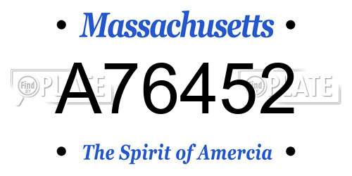A76452 Massachusetts License Plate