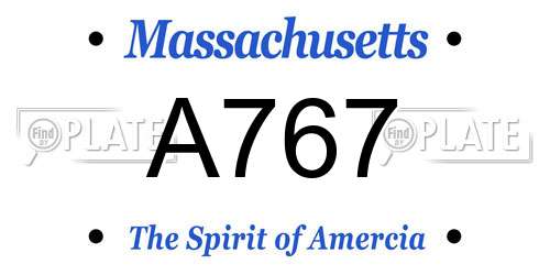 A767 Massachusetts License Plate