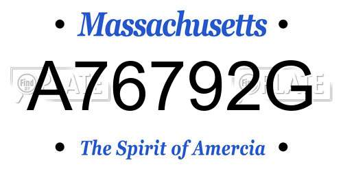 A76792G Massachusetts License Plate