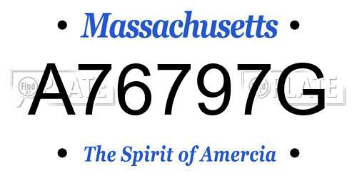 A76797G Massachusetts License Plate