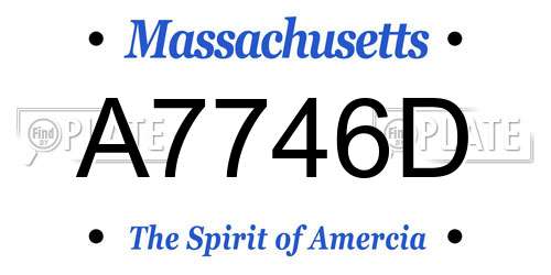 A7746D Massachusetts License Plate