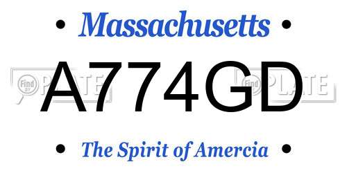 A774GD Massachusetts License Plate