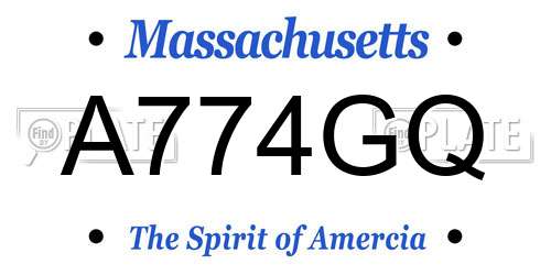 A774GQ Massachusetts License Plate