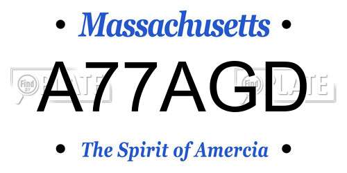 A77AGD Massachusetts License Plate