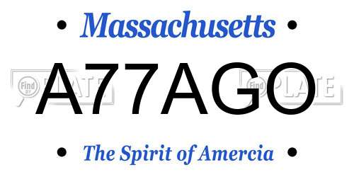A77AGO Massachusetts License Plate