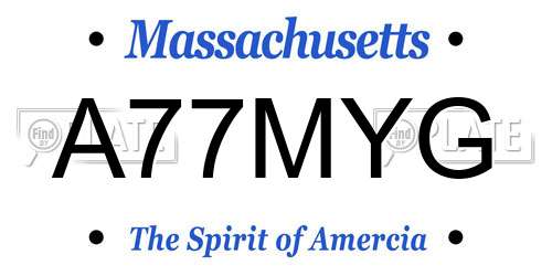 A77MYG Massachusetts License Plate