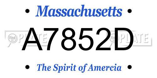 A7852D Massachusetts License Plate