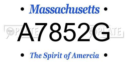 A7852G Massachusetts License Plate