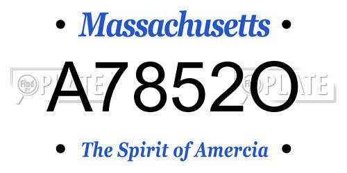 A7852O Massachusetts License Plate