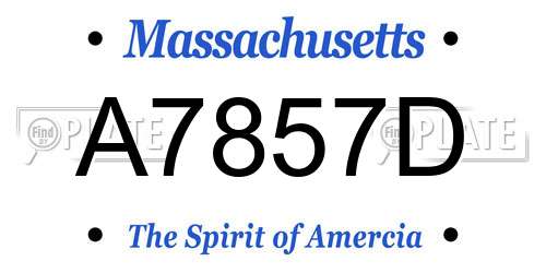 A7857D Massachusetts License Plate