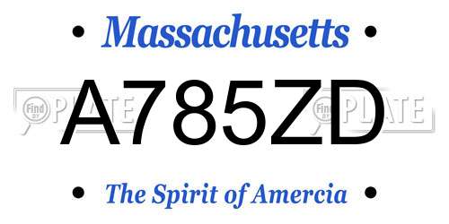 A785ZD Massachusetts License Plate