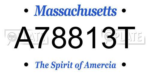 A78813T Massachusetts License Plate