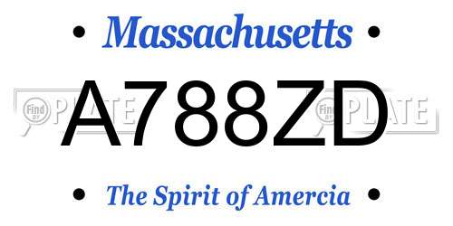 A788ZD Massachusetts License Plate