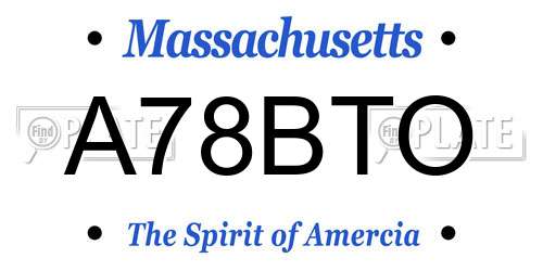 A78BTO Massachusetts License Plate