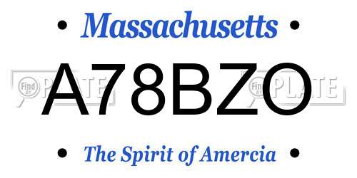 A78BZO Massachusetts License Plate