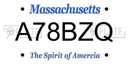 A78BZQ Massachusetts License Plate