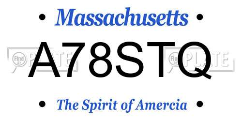 A78STQ Massachusetts License Plate