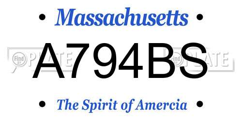 A794BS Massachusetts License Plate