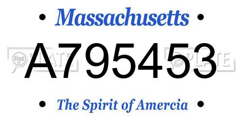 A795453 Massachusetts License Plate