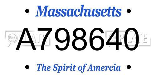 A798640 Massachusetts License Plate