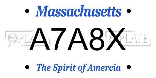 A7A8X Massachusetts License Plate