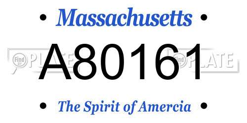 A80161 Massachusetts License Plate
