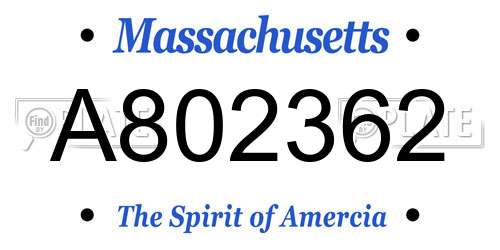 A802362 Massachusetts License Plate
