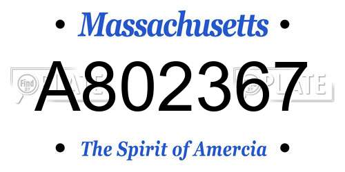 A802367 Massachusetts License Plate
