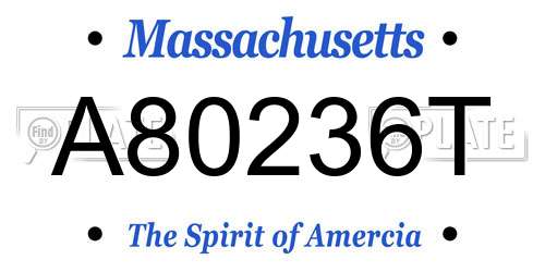 A80236T Massachusetts License Plate