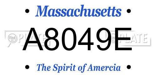 A8049E Massachusetts License Plate