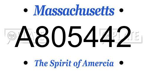 A805442 Massachusetts License Plate