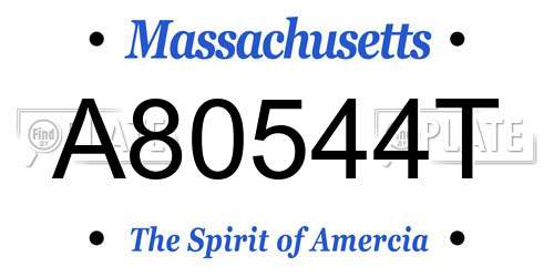 A80544T Massachusetts License Plate