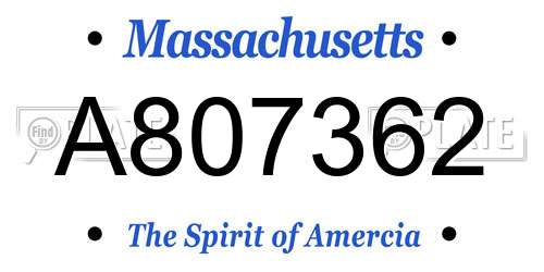 A807362 Massachusetts License Plate