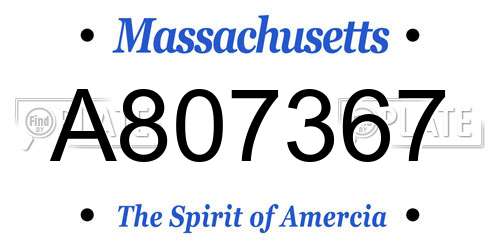 A807367 Massachusetts License Plate