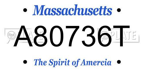 A80736T Massachusetts License Plate