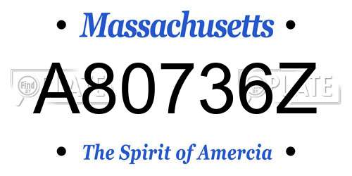 A80736Z Massachusetts License Plate
