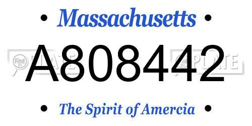 A808442 Massachusetts License Plate