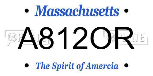 A812OR Massachusetts License Plate