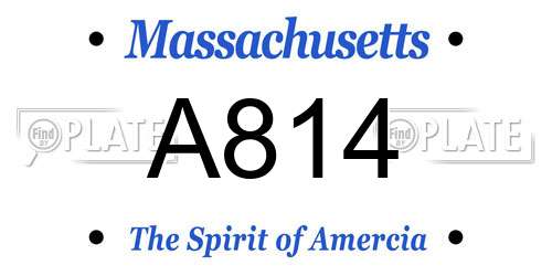A814 Massachusetts License Plate