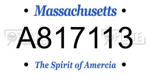 A817113 Massachusetts License Plate